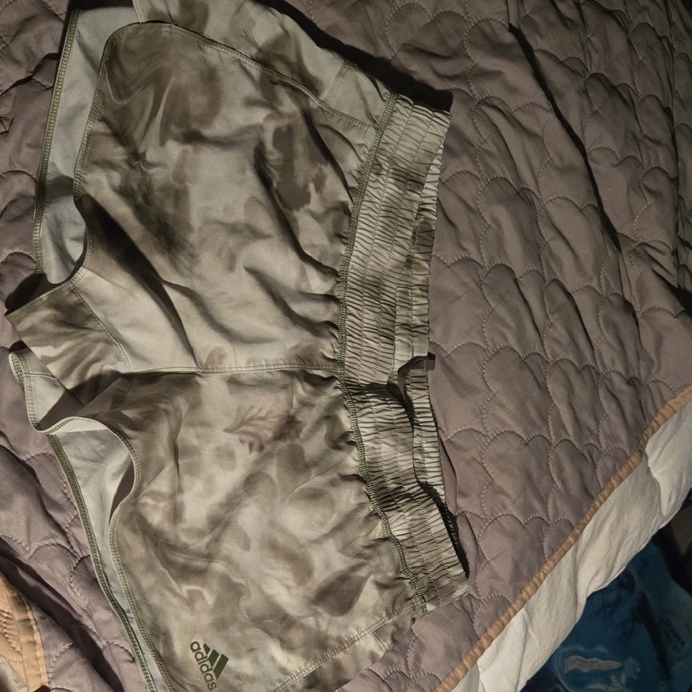 Adidas Green and Gray Patterned Shorts